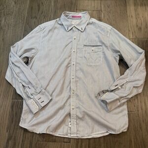 Tommy Bahama Jeans Island Crafted Striped‎ Button Up Shirt Womens Large
